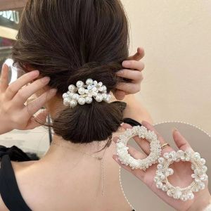 ยางรัดผมมุกที่เรียบง่าย MODE Korea ยางรัดหรูหราเชือกรัดผมอุปกรณ์เสริมสำหรับผู้หญิงหญิงสาว