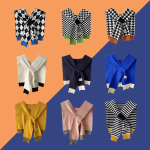 Spring Autumn High End Versatile Knotted Pure Color Neck Protection Scarf Crossed Korean Style Knitted Shawl Women Outer Fake Collar