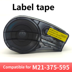 1PK M21-375-595 Black on White Compatible BRADY BMP21 PLUS Handheld Label Printer Self-Laminating Vinyl BMP21 LAB 375-595 yellow