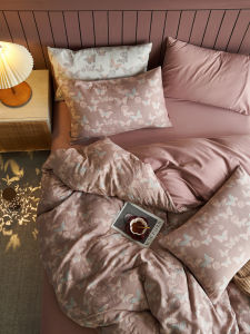 Pure Cotton Floral Color Woven Bedding Set Duvet Cover Sheet Curtain Three Piece Bedding SetLuxury Plant Floral Bed Linen