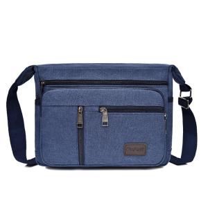 Outdoor Casual Mens Canvas Bag Shoulder Crossbody Bag Sport Bag Retro Business Bag Large Capacity Simple Pure Color