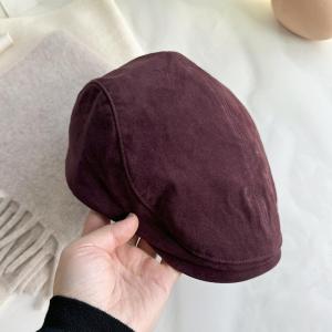 Fall and Winter Street Western Style All-Matching Face-Looking Little British Old Money Suede Newsboy Cap Beret Advance Hats Peaked Cap