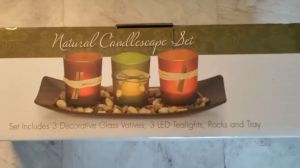 Set of 4 Tea Light Christmas Glass Candle Holders with Tray and Decorative Pebbles Natual Home Decor Accents Gift Set Candle Holder for Cemetery Wedding Party Birthday Gifts