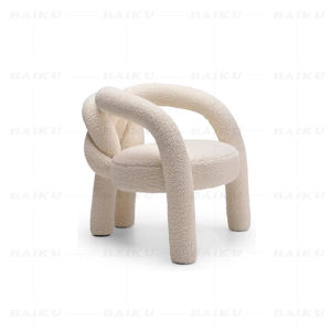 Nordic Style Creamy Leisure Chair Sheepskin Fabric Artistic Sofa Chair Bedroom Makeup Chair Living Room Sample Room Single Chair