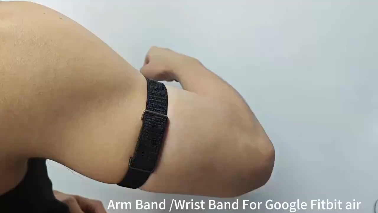Sport Nylon Loop Armband for Google Fitbit Air Quick‑Dry Breathable Adjustable Arm Strap with Metal Protective Case Replacement Smart Watch Accessories