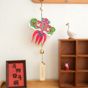 Mini Golden Fish Kite Wind Chime Ornament Happy Peaceful Doorbell Decorative Hanging Pendant Photography Prop Chinese Style