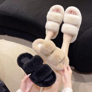 Poop Feeling Fluffy Slippers Female Outwear 2024 Spring & Fall New Arrival Plus Size Thick Sole Stuffed Office Home Cotton Slippers