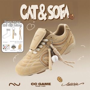 cat&sofa | Giày Bóng Đá Da Lộn Nhung Nâu Vintage Phù Hợp Mọi Phong Cách