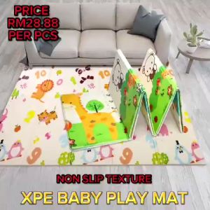 【Lionlead Mall】Baby Mat (180/200 cm) XPE Double Sided Baby Playmat Crawling Floor Mat Extra Large Foldable Tikar Crawling Mat Babies Carpet