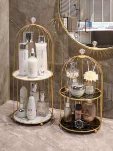 European Style Large Capacity Cosmetic Storage Box Display Rack Iron Art Skin Care Product Organizer Desktop Makeup Desk