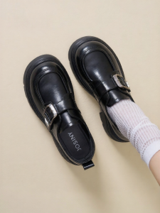 Josiny | Thick-soled Height-increasing Black Loafer