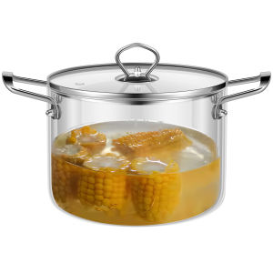 ทําอาหารแก้วหม้อ 2.5L/3.5L ทนความร้อน Simmer หม้อ Dual จับหม้อพร้อมฝาปิดหม้อแก้ว Borosilicate เครื่องครัวเครื่องมือห้องครัว