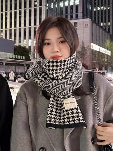 2024 New Knitted Thickened Double-Sided Scarf Korean Style Winter Warm Versatile Womens Scarf Student Couple Neck Warmer