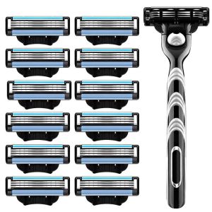 Triple manual razor shaver interchangeable razor mens face shaver knife frame head blade 3 layers