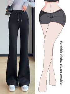 LANKELISHA | High Waist Slimming Bell Bottom Pants For Women Casual Style Plus Size Pear Shaped Body Fit Trousers Autumn Fashion Plus Size