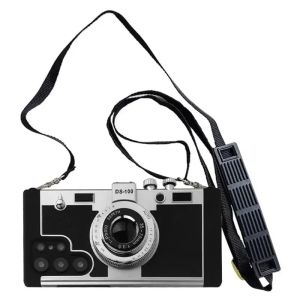 Ốp Lưng Da Thiết Kế Máy Ảnh Retro 3D Emily In Paris Dành Cho Samsung Galaxy S25/S24/S23/S22/Note20/Ultra/Plus Kèm Dây Đeo Chống Bụi Nhẹ