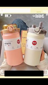 Bình nước giữ nhiệt 12h Boss có quai xách ống hút nắp 2 chức năng uống rót và ống hút