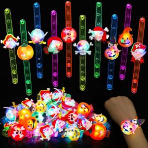 Halloween Party Favors for Kids LED Light Up Bracelet Christmas LED Toys Treats Goody Bag Flashing Candy Gift Bag Fillers