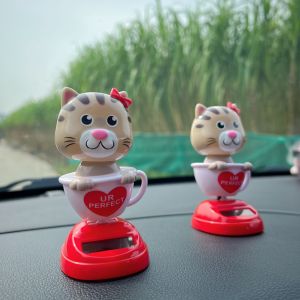1 PC Car & Home Decoration Creative Mug Style Car Statue with Nodding Cat Unique Gift for Her Car Interior & Home Desk Decor