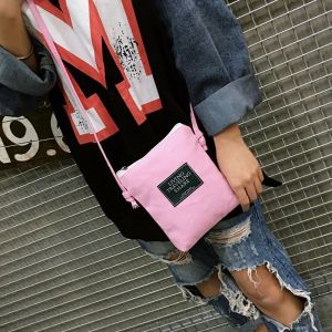 Canvas Crossbody Bag Small Square Pouch for Women Cute Personality Coin Purse Mobile Phone Bag Versatile Simple Design 2024 Style
