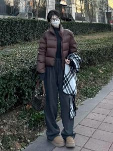 High Waist Draped Loose Knitted Wide Leg Pants Long Straight Casual Trousers for Women Grey Color Commute Style Winter Fashion