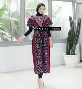 Raisa Couple Wine-Dress tenun-kemeja tenun-couple tenun