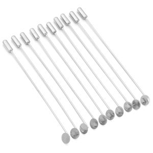 10pcs Long Brooch Pin Multiple Styles Base Bezels Brooches For DIY Lapel Dress Jewelry Pins Making Accessories