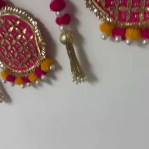 Toran Door Hanging with Pom Pom & Beads 3 Ft | Decorative Toran for Navrathri Deepavali Pooja Room Festive Décor & Housewarming | 1 Pc