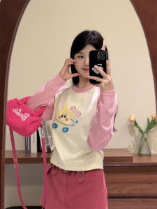 Áo Thun Nữ Dài Tay Thêu Lông Cừu Tay Lửng Mùa Thu Ngọt Ngào Ôm Vừa Vặn Phong Cách Mới Chất Liệu Cotton 90% Polyester 10%