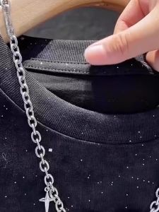 Áo Thun Nam Tay Ngắn Cổ Tròn Màu Đen Thời Trang Cao Cấp Mùa Hè 2025 Áo Thun Cotton Dáng Rộng Thường Ngày Cho Thanh Thiếu Niên