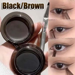Natural Korean Eyeliner Gel Cream with Brush Waterproof Long Lasting Matte Smooth Black Brown Smudge Proof Eye Liner Eyebrow Cosmetic