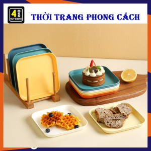 Combo 8 Đĩa Lúa Mạch Vuông Đựng Hoa Quả Trái Cây Màu Pastel Cao Cấp - Dĩa Vuông Decor Bàn Ăn - Khay Đựng Đồ Ăn