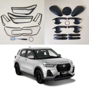 Paket Garnish Lampu Depan Belakang Handle Outer Pintu Tutup Tangki+Cover Spion Rocky 2023-2024 Hitam