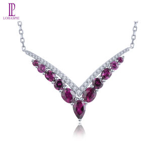 Lohaspie Jewelry Genuine 2.5 Carats Silver Pendant 925 Original Natural Rhodolite Garnet Pendant Sterling Silver 925 Pendant Garnet Birthstone Pendant For Women 925 Silver Jewelry