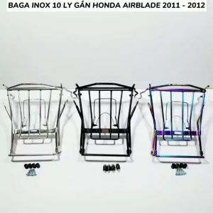 Baga Giữa Ốp Pô Nhựa ABS Cho AirBlade 2011 – 2012 AB Đầu Bò AB Thái Fi Đời Đầu Baga Inox 10 ly Baga Sơn Đen Xi Màu Titan (Ảnh Shop Tự Chụp)