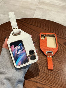 Ultra-Thin Leather Phone Case for OPPO Find N2 Flip Womens Fashionable Full Cover Foldable Screen Protective Cover with Wristband