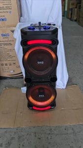 SKG ลำโพง พกพา บลูทูธ 12นิ้ว x 2ดอก 40wRMS ขยาย 12120 W ไมค์ลอย 2ตัว ไฟวิบวับ (ปิด-เปิดได้) รุ่น AV-7014 BT12 สีดำ เสียงดี เบสแน่น