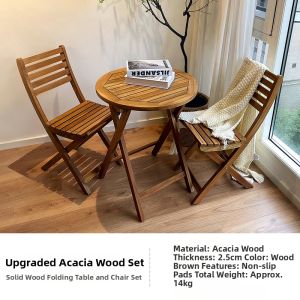 ST MIRREN | Outdoor Reading Relaxing Wooden Folding Balcony Table and Chairs Set