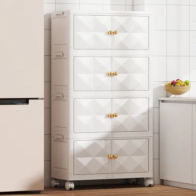 KIMDELIN Foldable Storage Cabinet for Kitchen Grocery Cabinet Durabox Cabinet Organizer With Magnetic Suction and Wheels
