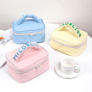 Portable High Aesthetic Macaron Color Handheld Makeup Bag Cosmetic Storage Pouch Personal Toiletry Bag Korean Style