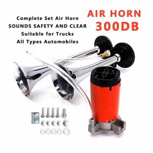 12V 24V 300DB Universal Double Tube Air Horn With Compressor For Car Truck Yacht