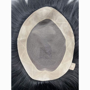 DuoDuoHair Fine Mono Base Men Toupee 100% Human Hair Hair Replacement System for Men Natural Black Straight Wig