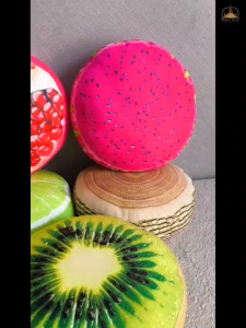 ZumoIX หมอนอิง พิมพ์ลาย ผลไม้ สรีนสีคมชัด  ใยสังเคราะห์อย่างดี Fruit Pillows Round Floor Cushions 3D