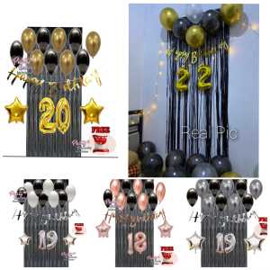 Paket SET Dekorasi Ulang Tahun Dewasa Anak Murah Lengkap Hiasan Balon Perlengkapan Ultah Happy Birthday TEMA HITAM