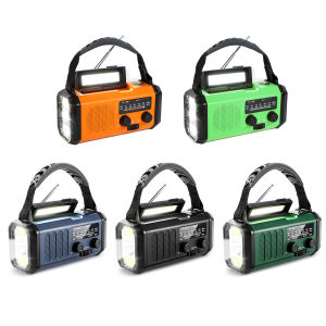 Portable Solar Emergency Power Bank with AM FM Radio and SOS Alarm Hand Crank Weather Radio for Camping