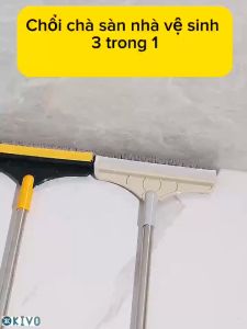 Chổi Chà Sàn Nhà Vệ Sinh 3in1 Đa Năng - Dụng Cụ Chà Quét Nhà Tắm/ Cây Đẩy Nước/ Chổi Nhà Tắm - Cây Lau Kính Thông Minh Lau Bếp Lau Tường Tự Vắt Dụng Cụ Nhà Vệ Sinh - KIVO