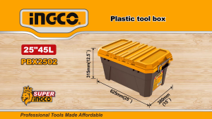Thùng nhựa đựng đồ có nắp đậy 25 inch INGCO PBX2502 dung tích 45L tải trọng 25kg khóa kim loại