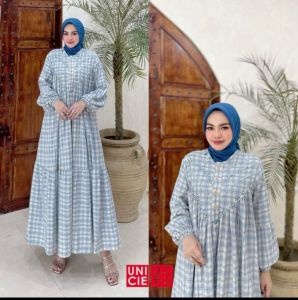 MIDI DRESS GAMIS MODE KANZA TERBARU BY UNICIE 100%ASLI REAL ADA MODE YARA GAZIA
