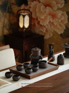JIXIANSHENG | Dunhuang Gugong Lotus Twining Purple Ceramic Automatic Tea Set