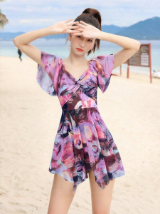 XTEP | Conservative Fashion Print Slimming One-Piece Swimsuit for Women